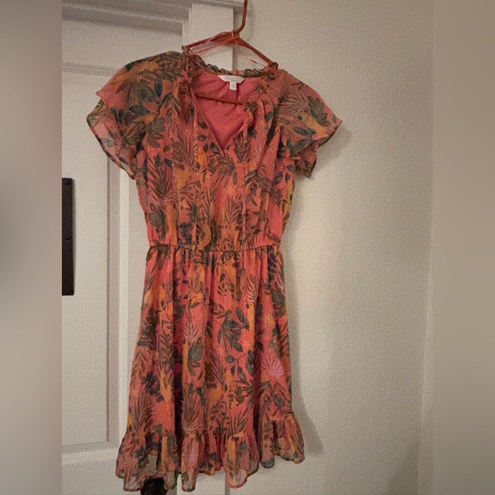 LC Lauren Conrad Coral Floral Dress